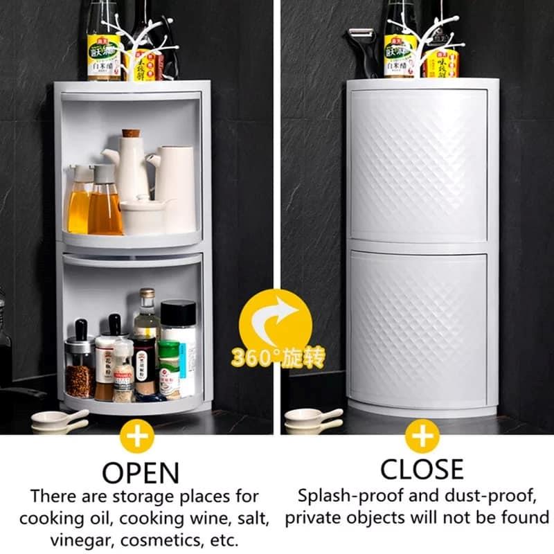 360 Degree Plastic Single and Double Layer Rotatable Corner Cabinet For Home Use