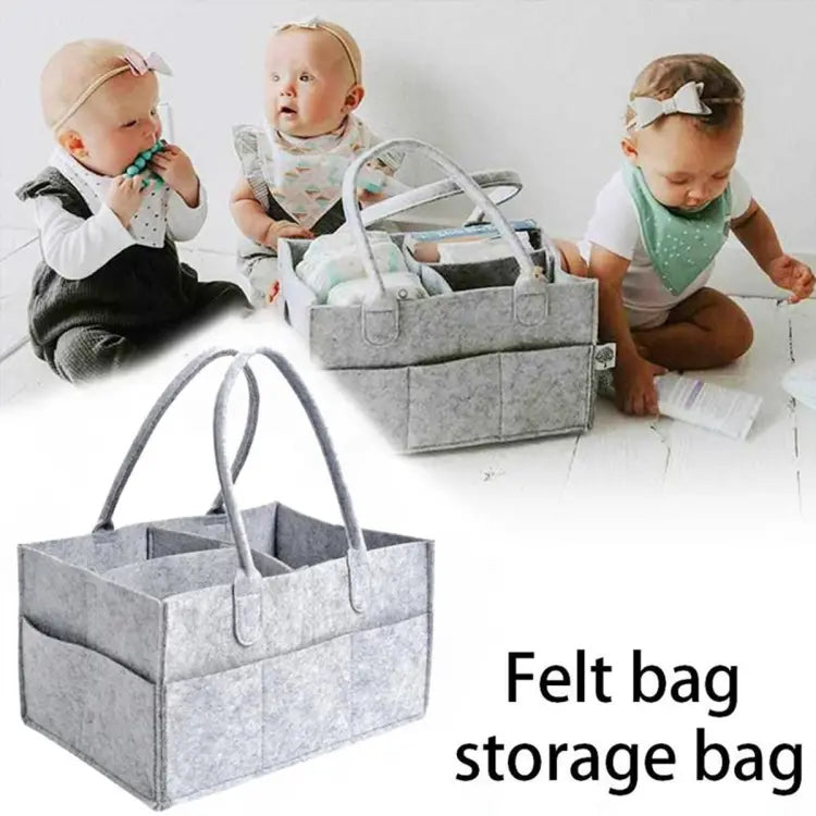 Baby Diaper Caddy Organizer Foldable Felt Storage Bag with Multi Pockets and Flexible Compartments Caddy Organizer