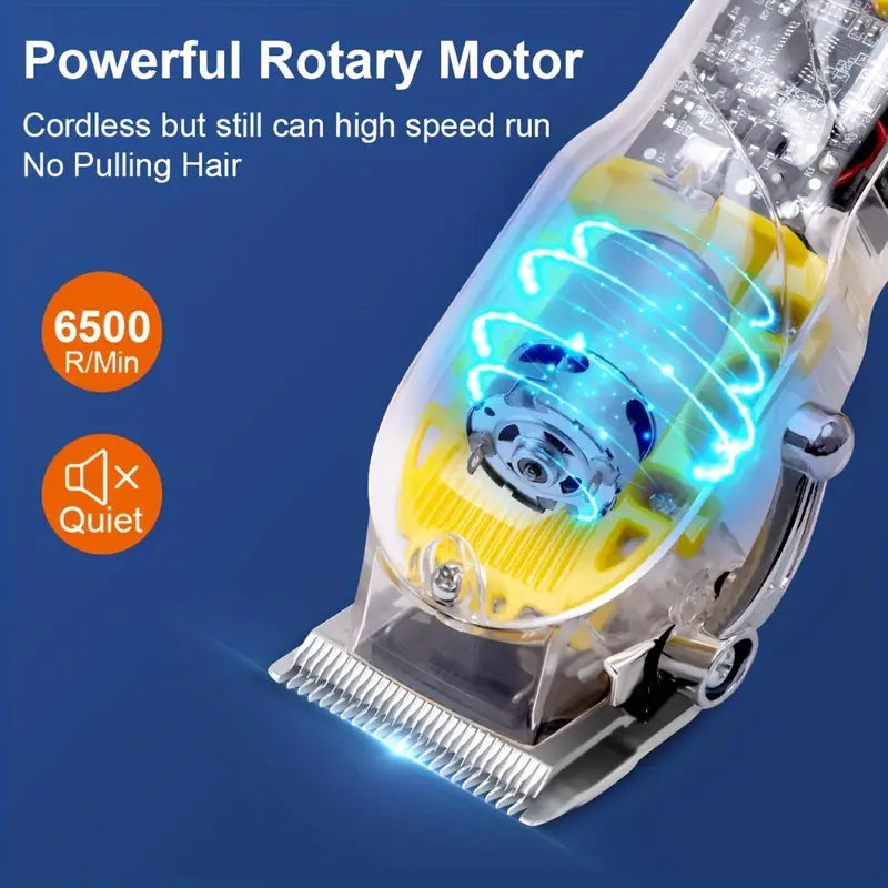 USB Rechargeable Lithium Battery Powered Professional Transparent LCD Digital Display Electric Hair Clipper Trimmer for Home and Outdoor Use