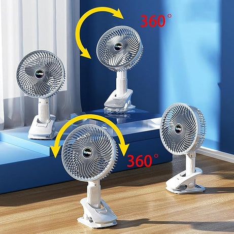 Portable USB Rechargeable Desk Fan with 3-Gears Function and Handheld Clipped and Low Noise
