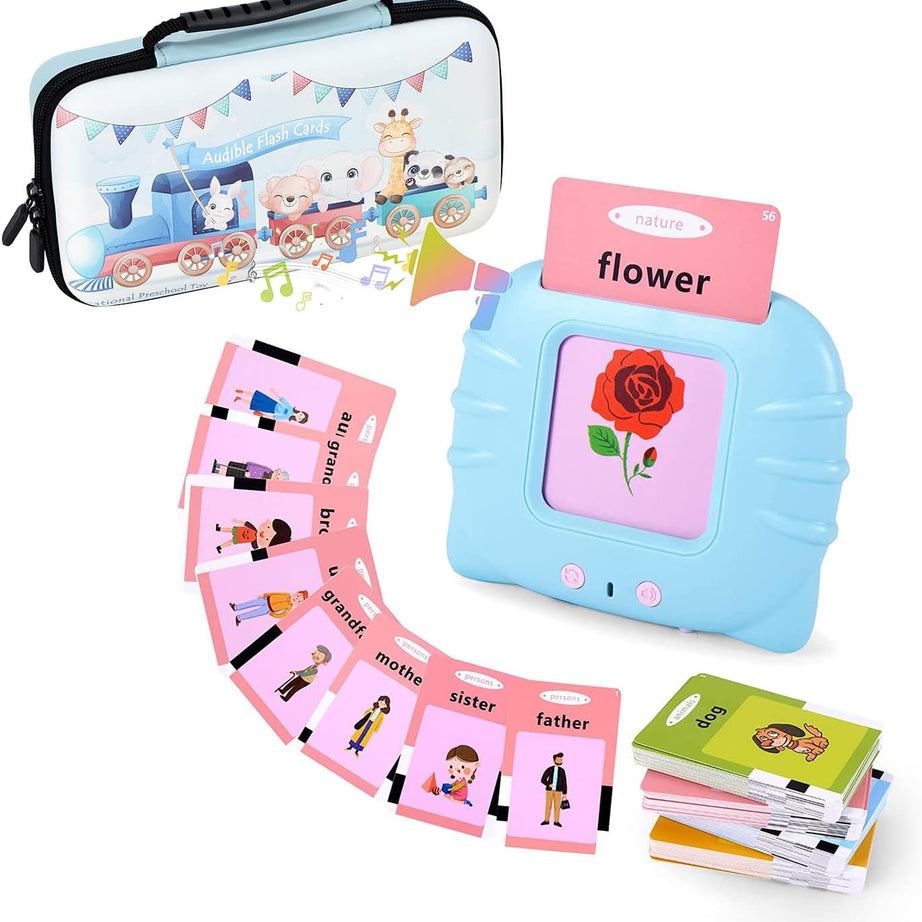 Audible Talking Flash Cards Electronic Early Education Machine with 112pcs Cards Double-Side Sight Words Learning Resource Interactive Toys Flashcard Toddlers For Age 1-6 Years Gift Box