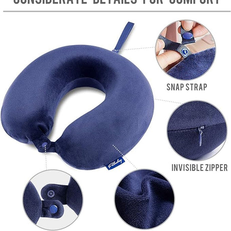 Travel Pillow Memory Foam Head Neck Support Airplane Pillow for Traveling, Car, Home, Office, Travel