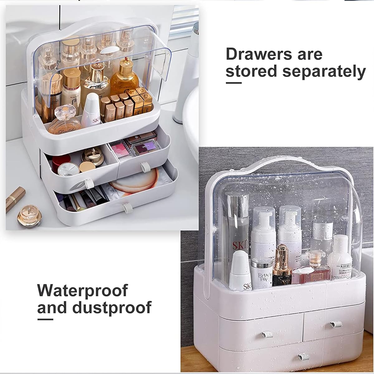 Acrylic Double Sided Door Women Makeup Cosmetic Storage Organizer with Box