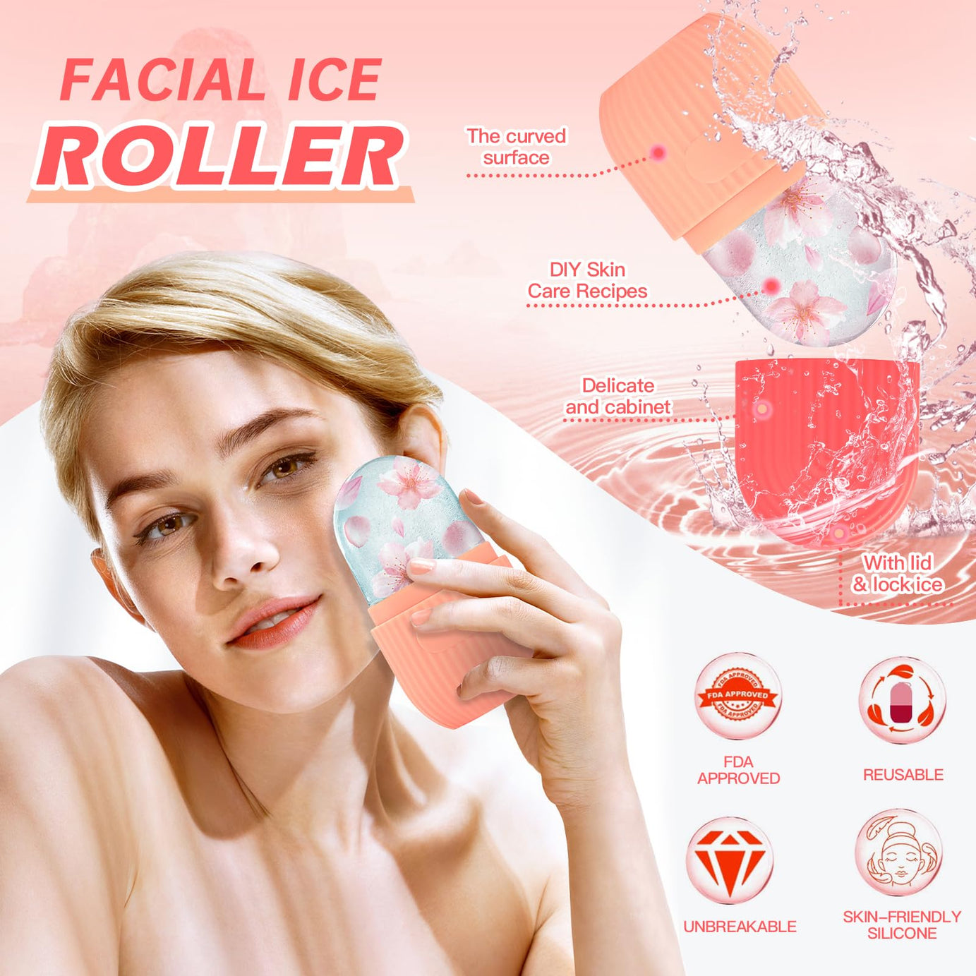 Reusable Silicone Ice Mold Facial Roller For Puffy Eyes and Facial Skin Care