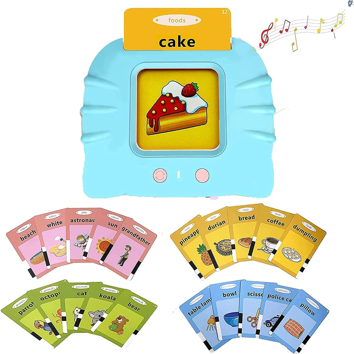 Audible Talking Flash Cards Electronic Early Education Machine with 112pcs Cards Double-Side Sight Words Learning Resource Interactive Toys Flashcard Toddlers For Age 1-6 Years Gift Box