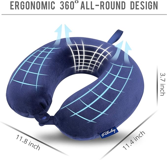 Travel Pillow Memory Foam Head Neck Support Airplane Pillow for Traveling, Car, Home, Office, Travel