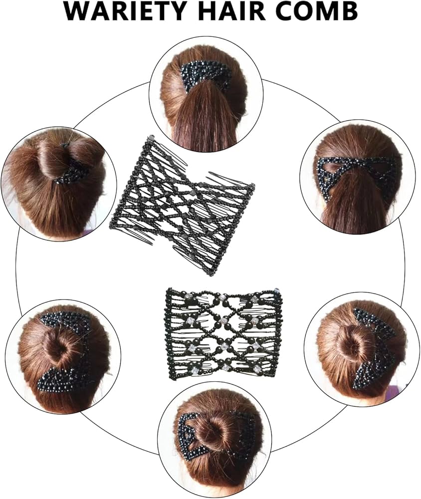 (Pack of 3) Creative Magic Hair Comb Elastic Rope Disc Clip Headwear Fashion For Women