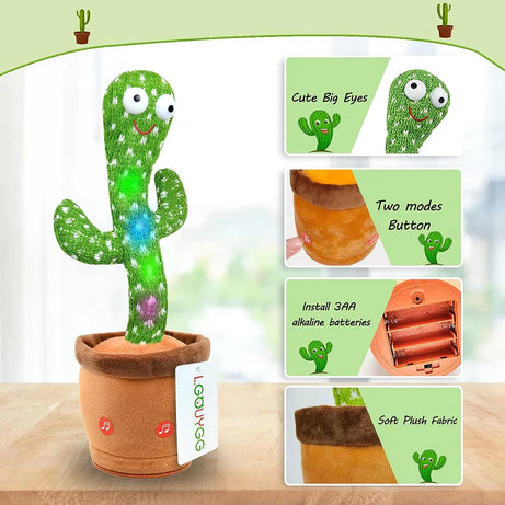 Dancing Shaking Cactus Toy with Recording and Singing of Songs