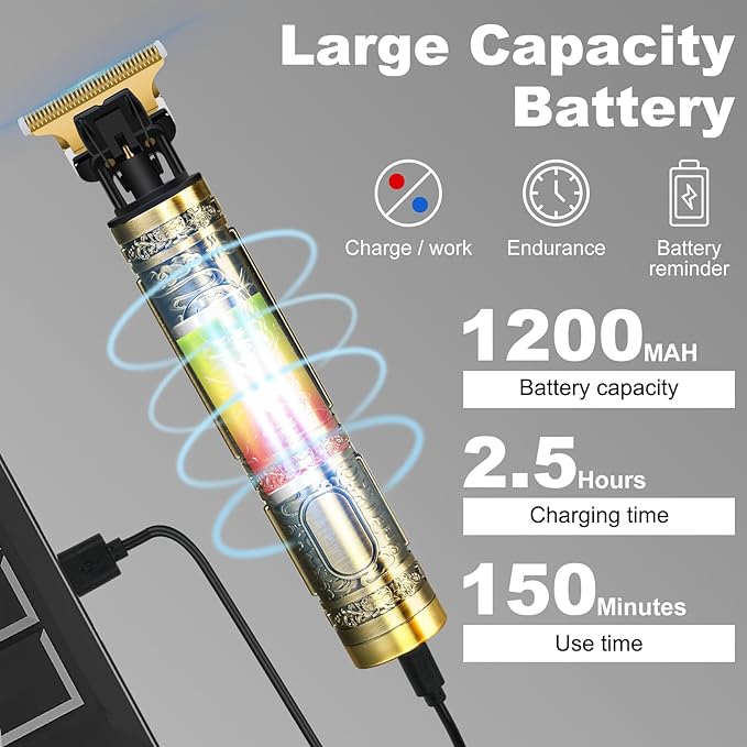 Imported Rechargeable Hair & Beard Trimmer with 4 Combs for Shaving & Haircutting