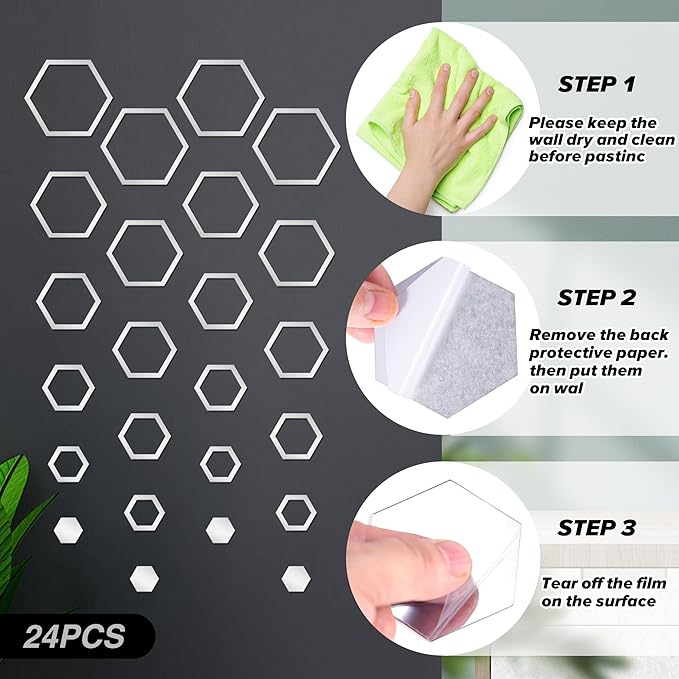 3D Acrylic Shatterproof Geometric Hexagon Mural Self Adhesive Wall Arts Decals Stickers Set For Home Decoration