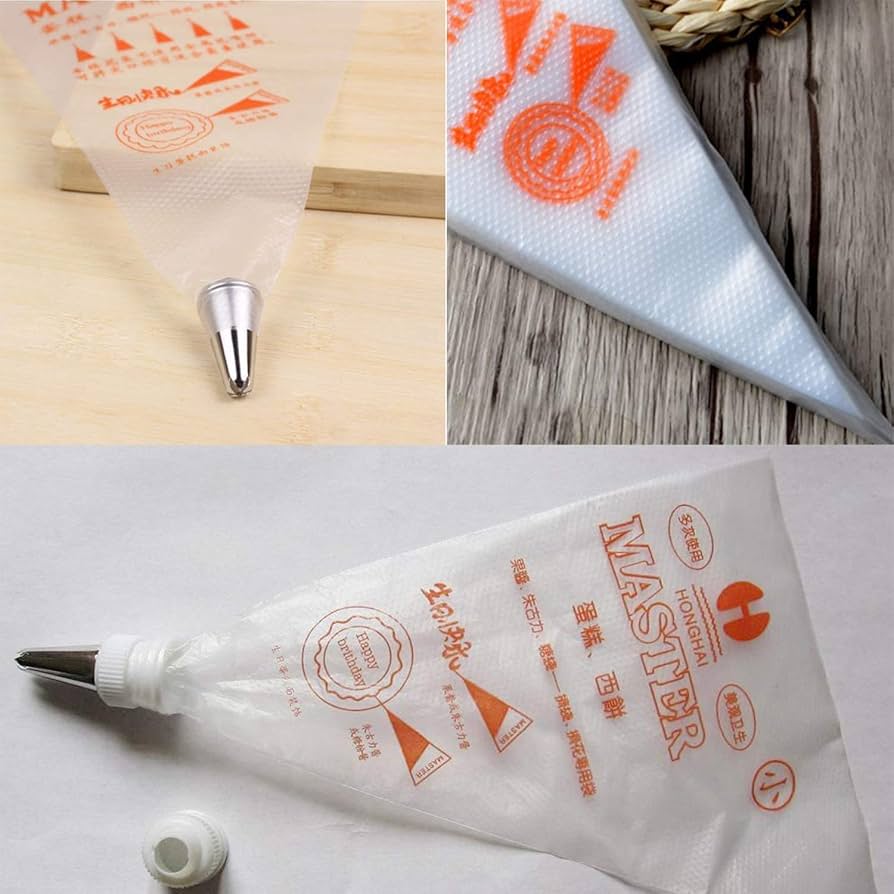 Disposable Pastry Icing Bags with All-Size Nozzles – 25 Pcs