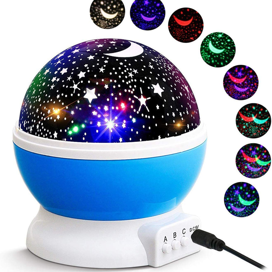 360 Degree Moon Night Light Lamp Projector With Colors And Usb Cable, Lamp For Kids Room Night Bulb