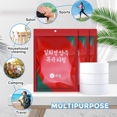 Pack of 3 Compressed Bath Towel for Travel and Quick-Drying with strong absorption 70 by 140 cm