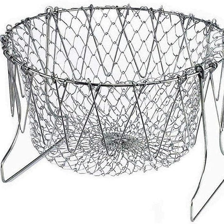 High-Quality Stainless Steel Foldable Chef Basket For Fried Food and Fruits