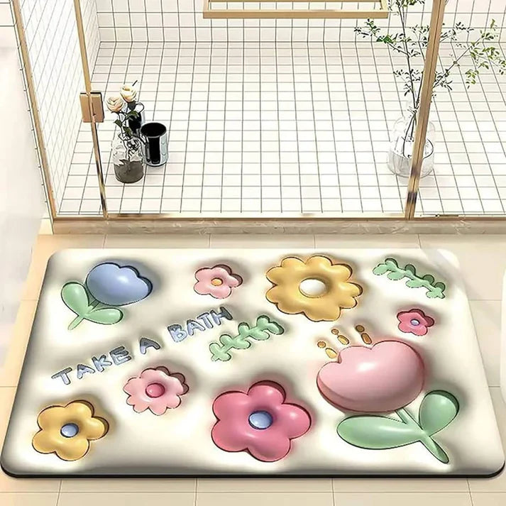 Soft Non Slip Multi Flower Design 3D Door Entrance Mat (Random Design)