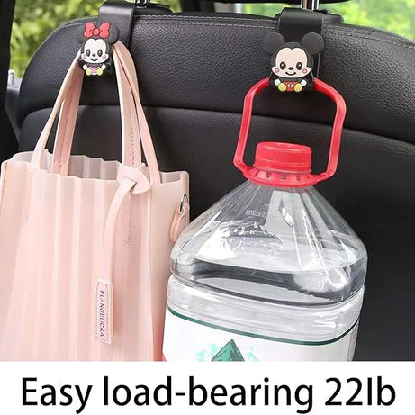 (Pack of 4) Universal Car Backseat Headrest Hangers with Creative Cartoon Seat Holder Organizer for Purses Bags etc