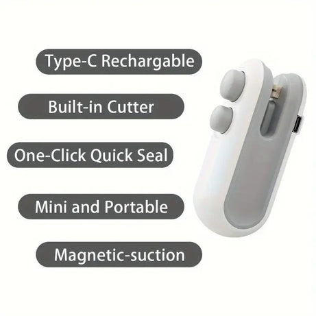 Rechargeable 2 in 1 Portable Mini Food Bag Heat Sealer And Cutter For Home and Outdoor Use