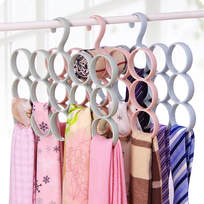 Pack of 4 Triple line Plastic Ring Hanger for Scarf, Shawl, Tie, Belt, Closet Accessory Wardrobe Organizer 4 Pcs