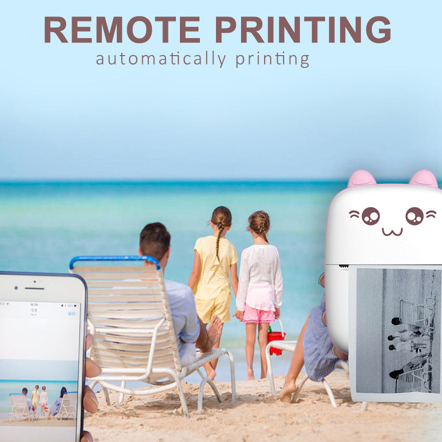 Imported Mini Portable Bluetooth Thermal Printer in Pocket Size for Black and White Ink Less Printing for Creating Adhesive Label and Stickers