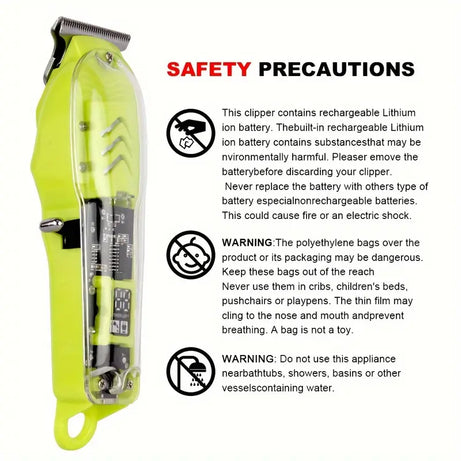 USB Rechargeable Lithium Battery Powered Professional Transparent LCD Digital Display Electric Hair Clipper Trimmer for Home and Outdoor Use