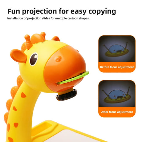 Cute Duck Shape Drawing Projector With Light Music with 12 Markers Toy For Kids