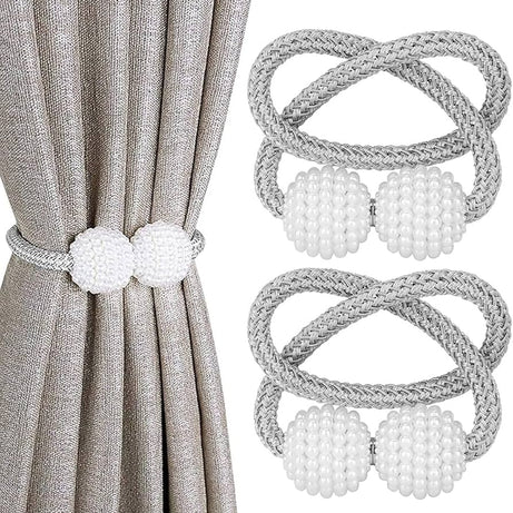 2 PCS Magnetic Pearl Curtain Buckle Tiebacks European Style Decorative Rings