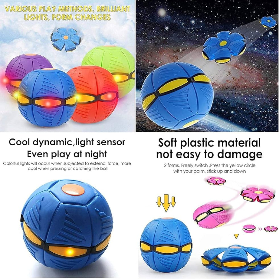 Flying Saucer Magic Deformation Ball with LED Light Flying Toy for Kids