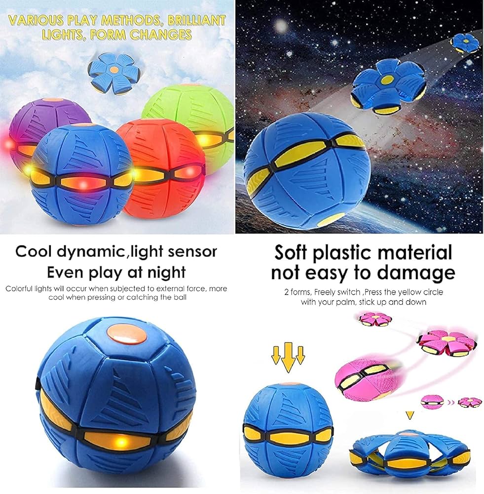 Flying Saucer Magic Deformation Ball with LED Light Flying Toy for Kids