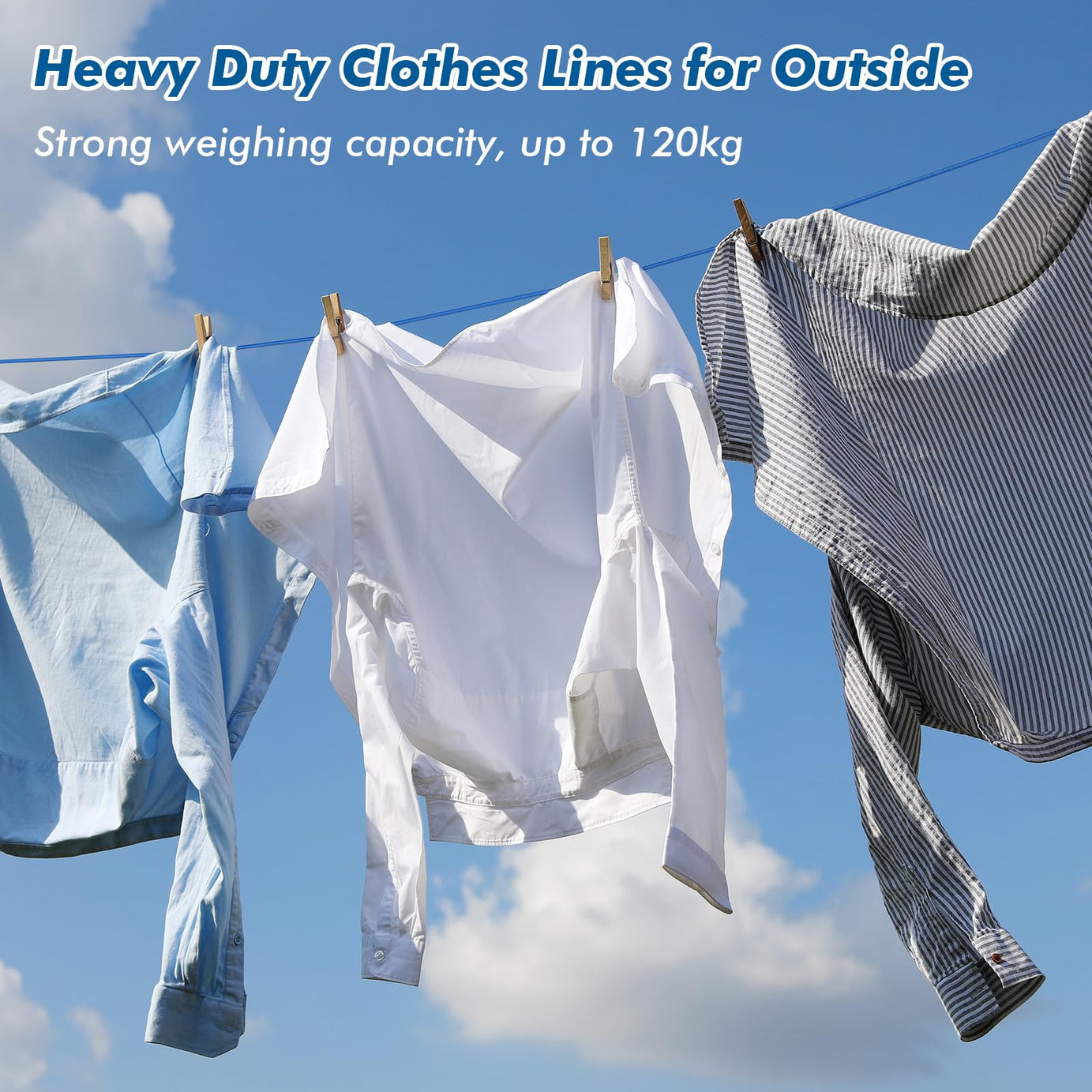 (Pack of 2) Heavy Duty 20 Meter PVC Metal Inner Rope for Laundry Wet Clothes