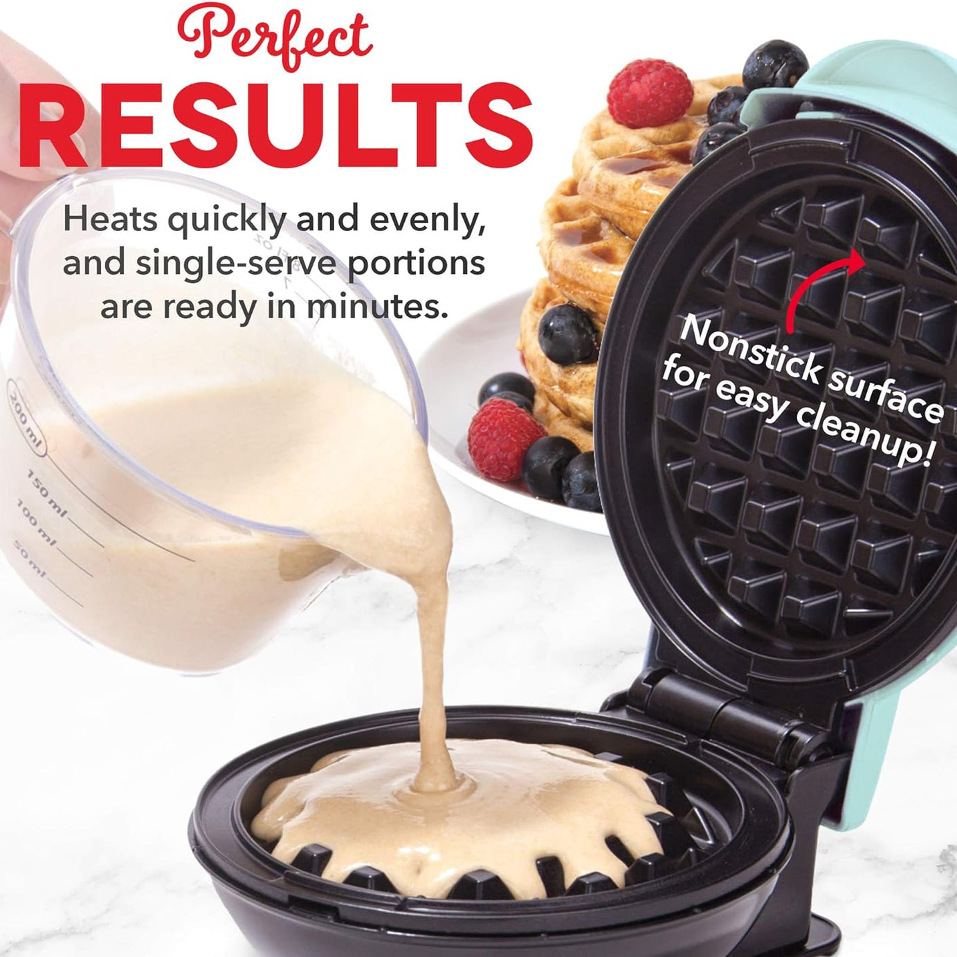 Mini Waffles Maker with Easy to Clean and Non-Stick Surfaces in 4 Inch