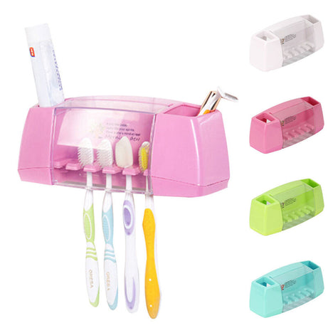 Multi-Functional Toothbrush and Toothpaste Dispenser with 5 Toothbrush Slots for Bathroom