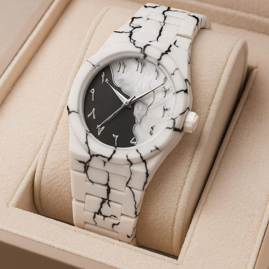 White Classic Arabic Aura – Marble Storm Edition