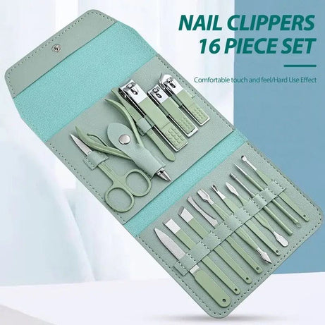 16 PCS Stainless Steel Manicure Pedicure Set | Professional Nail Care Kit