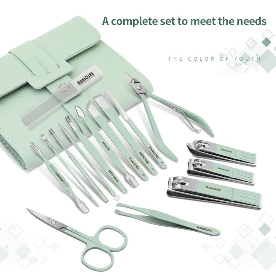 Stainless Steel Professional Manicure Pedicure Grooming Nail Clipper Kit Set For Women (16 Pcs)