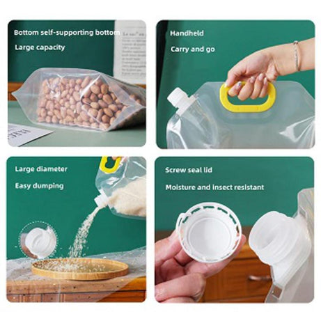 (Pack of 3) 3 Liters Reusable Moisture Proof Sealed Rice Packaging Kitchen Insect Proof Grain Storage Food Grade Bags