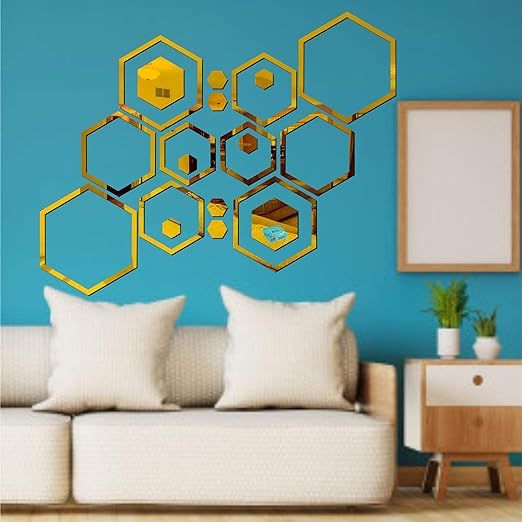 3D Acrylic Shatterproof Geometric Hexagon Mural Self Adhesive Wall Arts Decals Stickers Set For Home Decoration
