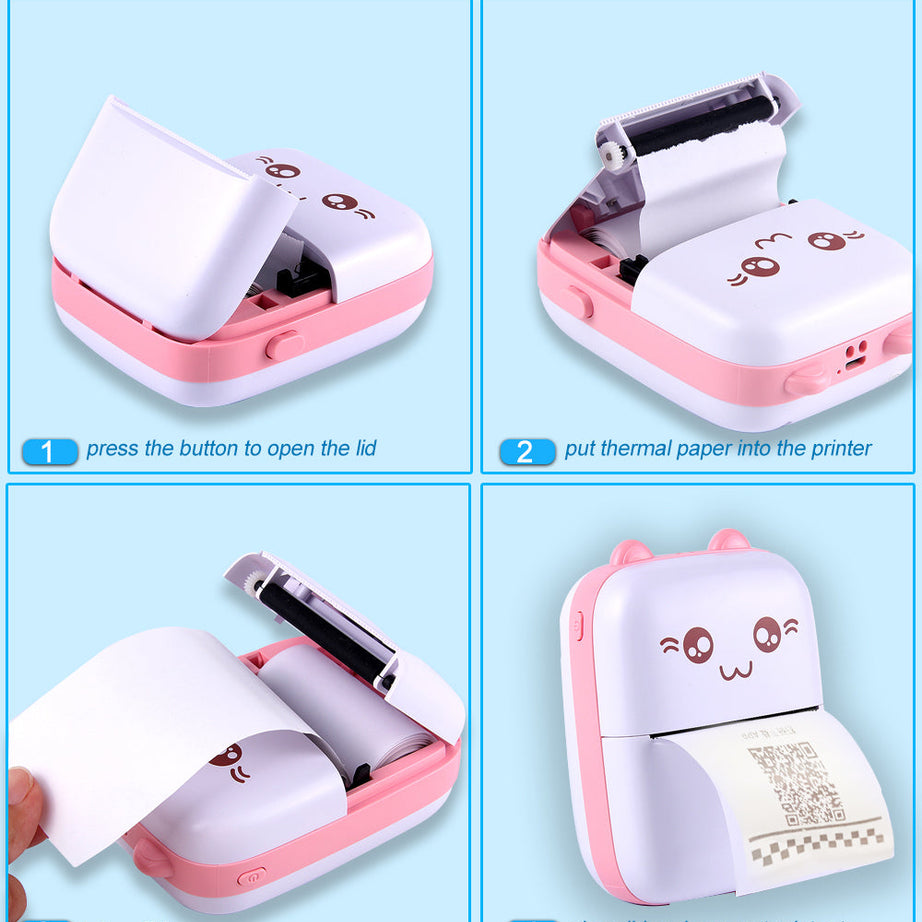 Imported Mini Portable Bluetooth Thermal Printer in Pocket Size for Black and White Ink Less Printing for Creating Adhesive Label and Stickers
