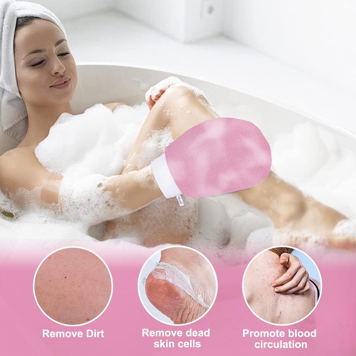 Buy 1 get 2 Free Exfoliating Gloves Bath Washcloth Scrub Mitt for Body – Reveal Your True Glow!