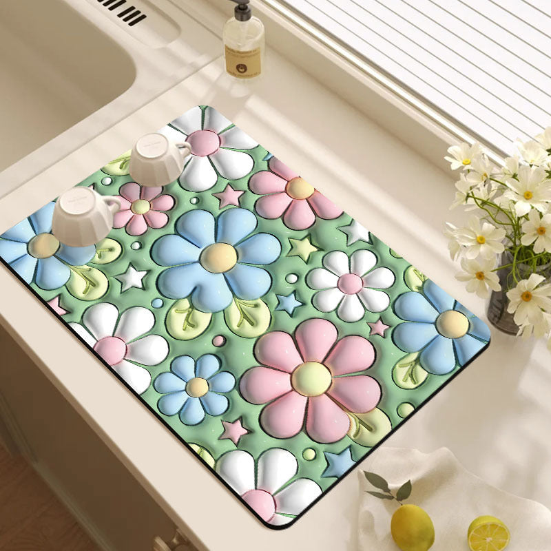 Soft Non Slip Multi Flower Design 3D Door Entrance Mat (Random Design)