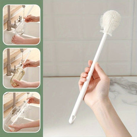 (Pack of 2) Long Handle Silicone Bottle Cup and Jars Cleaning Brush For Home and Outdoor Use