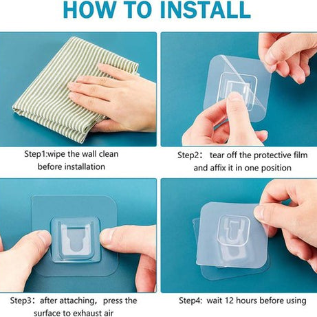 (Pack of 20) Double Sided Transparent Waterproof Self Adhesive Wall Hooks For Storage Organizer