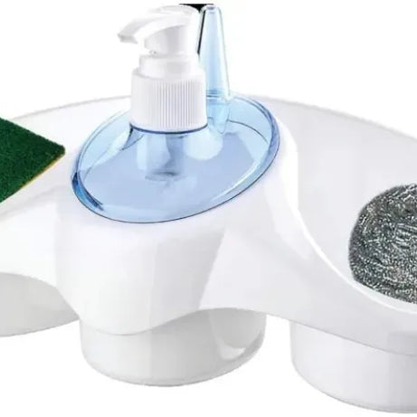 Imported 3 In 1 Plastic Dish Soap Dispenser With Sponge Holder For Kitchen