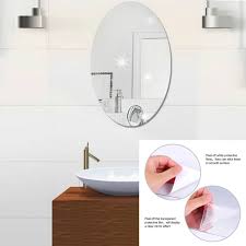 Azaadi Sale Offer 3 Pcs FlexibleSelf Adhesive Oval Shape Mirror Sticker (3 Pcs)