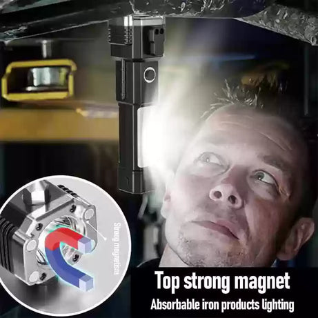 Side Flood Light Long Distance Beam Range Car Rescue Torch with Hammer Window Glass and Seat Belt Cutter