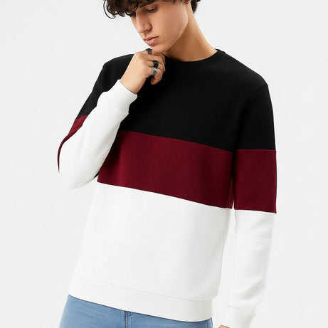 Black Maroon and White Block Sweatshirt