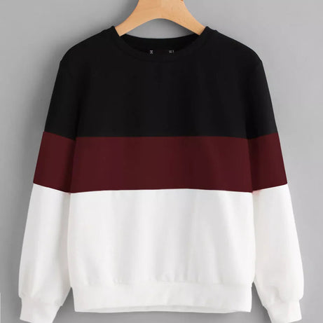 Black Maroon and White Block Sweatshirt
