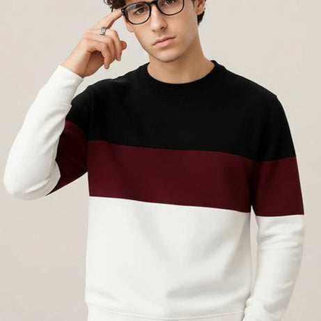Black Maroon and White Block Sweatshirt