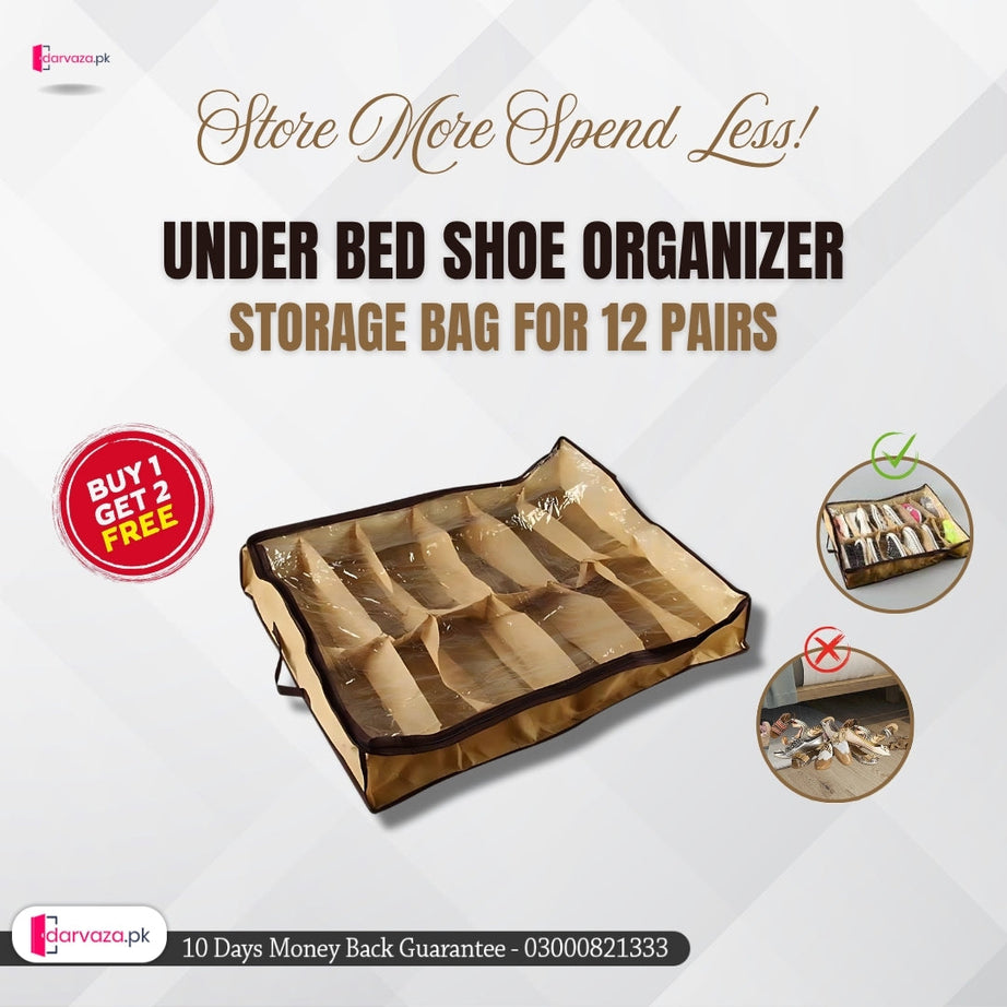 Buy 1 Get 2 Free Shoe Organizer 12 Pairs Under Bed Storage Bag