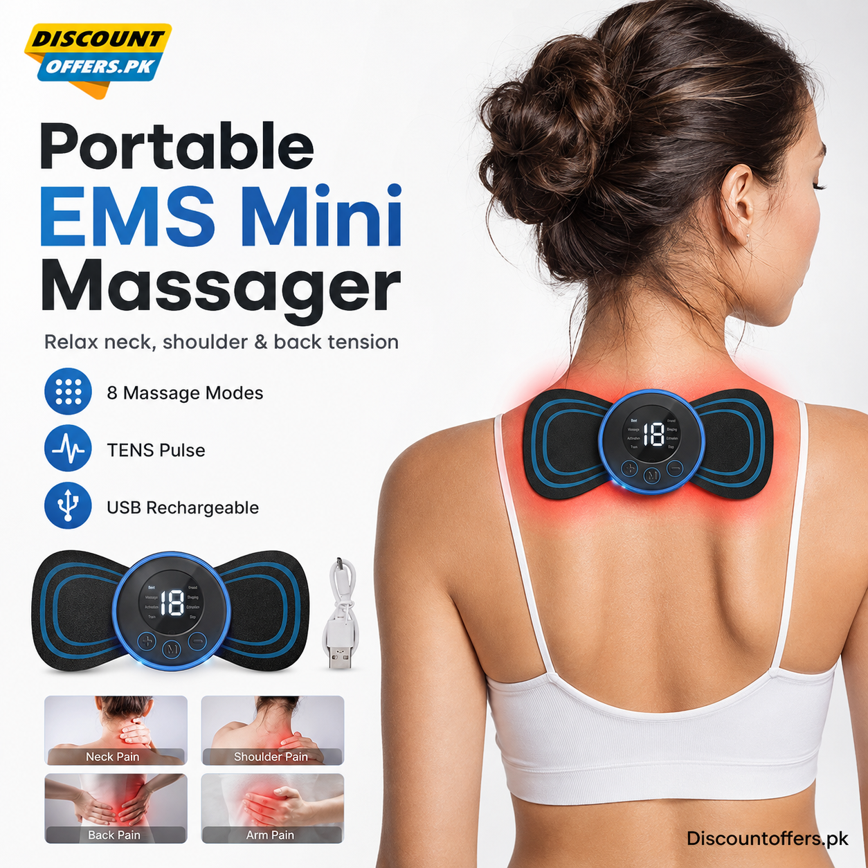 Portable EMS Mini Electric Neck Back Body Massager