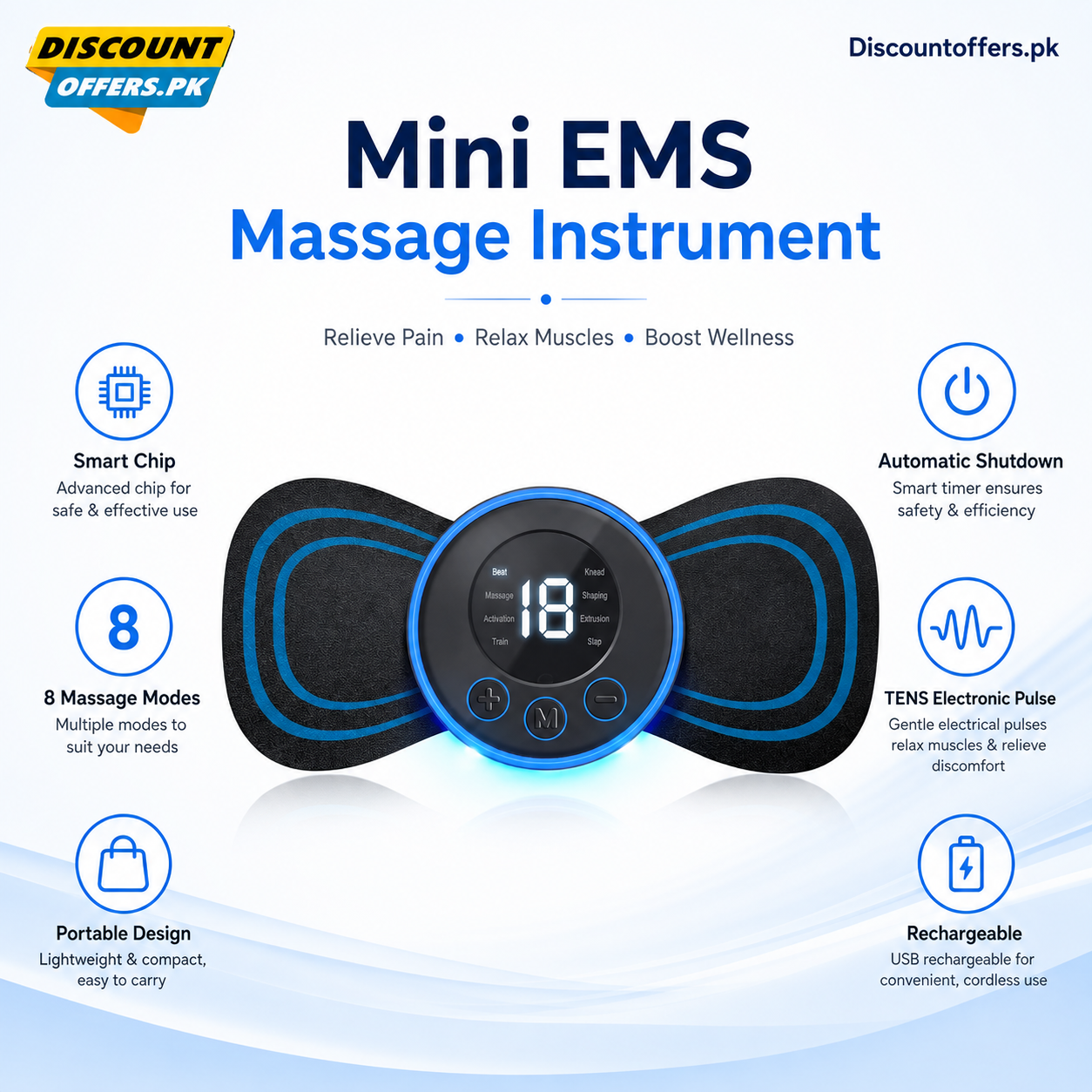 Portable EMS Mini Electric Neck Back Body Massager